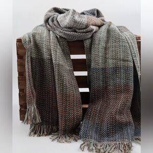 NWT Handwoven Alpaca Wool Striped Grey/Brown, Scarves/Shawl
